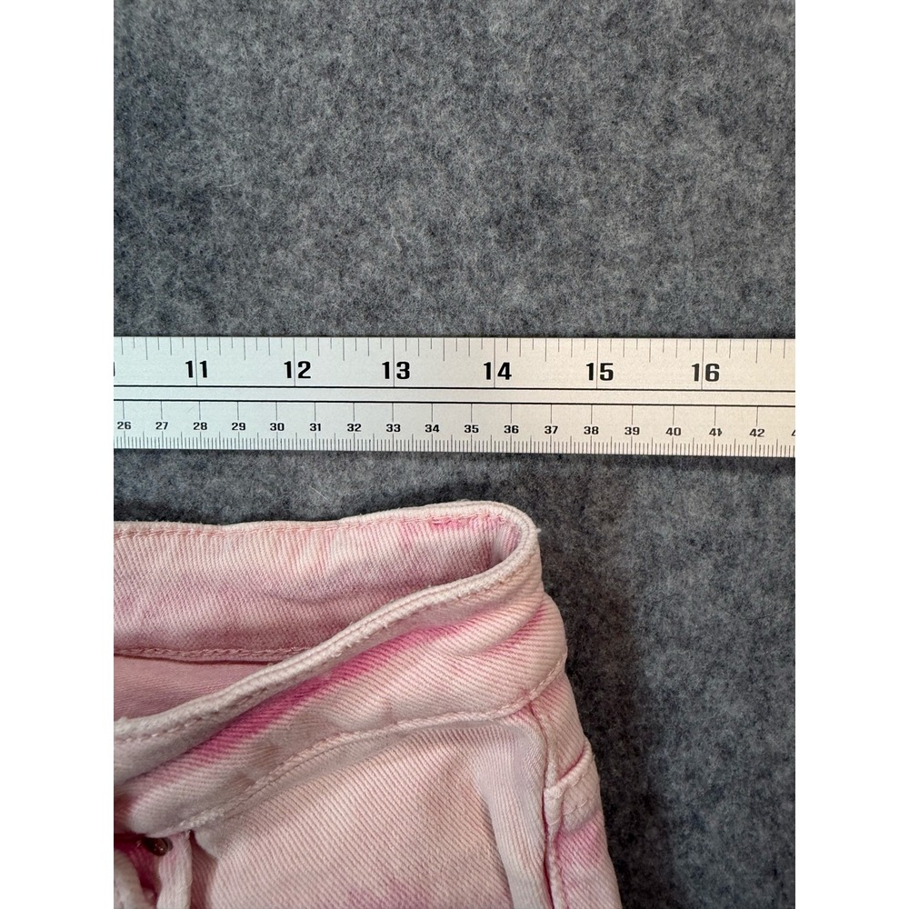 Risen Jeans Pink Acid Wash Wide Leg Raw Hem Cropped Jeans Size 9/29 - Picture 5 of 8
